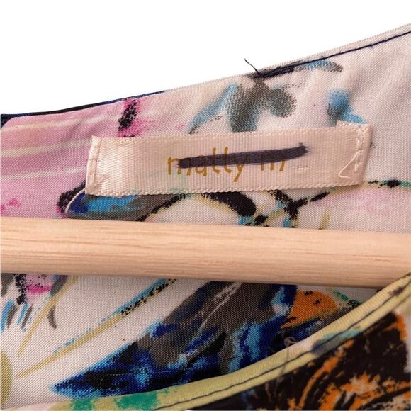 Mally M 100% Silk Floral Short Sleeve Blouse Made in USA in Size XS - Picture 4 of 10